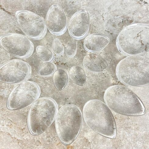 Mystic Metals Body Jewelry Pair of Clear Glass Double Flare Teardrop Plugs gauges (PG-545) in Saudi Arabia