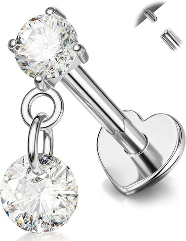 Titanium Helix Piercing Jewelry 16G Dangle Helix Earring Internally Thread Flat Back Cartilage Earrings for Women Surgical Steel Conch Piercing Jewelry in Saudi Arabia