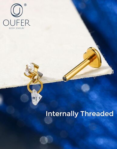 Titanium Helix Piercing Jewelry 16G Dangle Helix Earring Internally Thread Flat Back Cartilage Earrings for Women Surgical Steel Conch Piercing Jewelry in Saudi Arabia