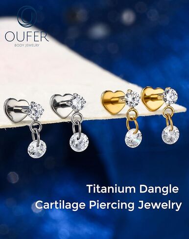 Titanium Helix Piercing Jewelry 16G Dangle Helix Earring Internally Thread Flat Back Cartilage Earrings for Women Surgical Steel Conch Piercing Jewelry in Saudi Arabia