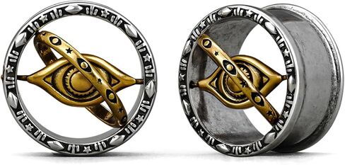 PUNKYOUTH Celestial Eye Double Flare Ear Tunnels – Astrological Orbit Plugs with Gothic Symbols, Steampunk Gauge Jewelry for Women Men, 00g–1 inch Stretched Ears in Saudi Arabia