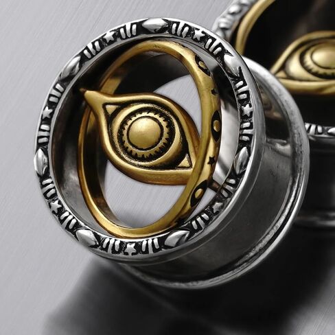 PUNKYOUTH Celestial Eye Double Flare Ear Tunnels – Astrological Orbit Plugs with Gothic Symbols, Steampunk Gauge Jewelry for Women Men, 00g–1 inch Stretched Ears in Saudi Arabia