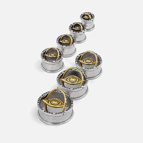 PUNKYOUTH Celestial Eye Double Flare Ear Tunnels – Astrological Orbit Plugs with Gothic Symbols, Steampunk Gauge Jewelry for Women Men, 00g–1 inch Stretched Ears in Saudi Arabia