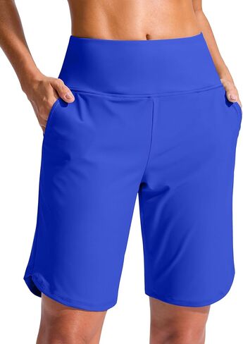 G Gradual Women's 9" Long Swim Board Shorts High Waisted Quick Dry Beach Swimming Shorts for Women with Pockets Liner in Saudi Arabia