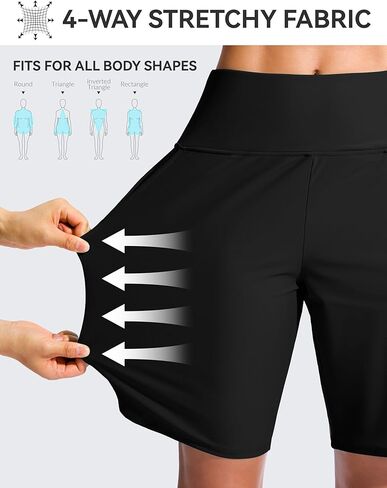 G Gradual Women's 9" Long Swim Board Shorts High Waisted Quick Dry Beach Swimming Shorts for Women with Pockets Liner in Saudi Arabia