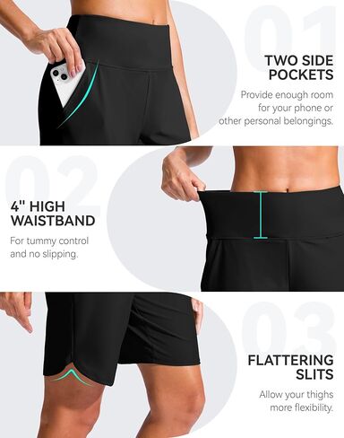 G Gradual Women's 9" Long Swim Board Shorts High Waisted Quick Dry Beach Swimming Shorts for Women with Pockets Liner in Saudi Arabia