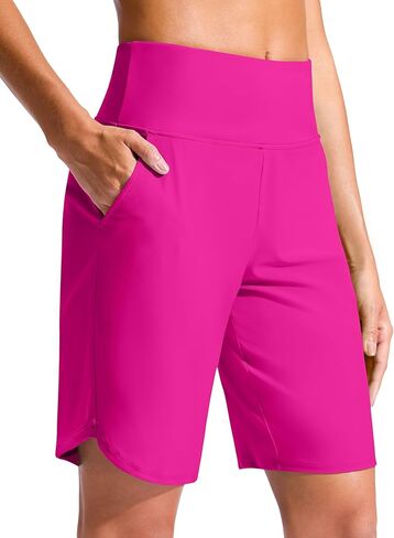 G Gradual Women's 9" Long Swim Board Shorts High Waisted Quick Dry Beach Swimming Shorts for Women with Pockets Liner in Saudi Arabia