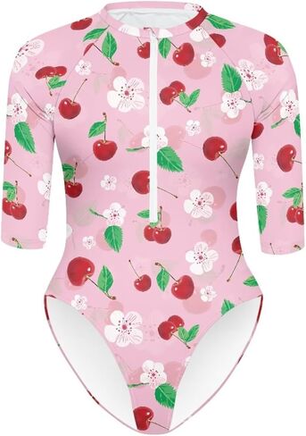 Women's One Piece Swimsuits Rash Guard Short Sleeve Bathing Suits V Neck Zip Front Swimwear in Saudi Arabia