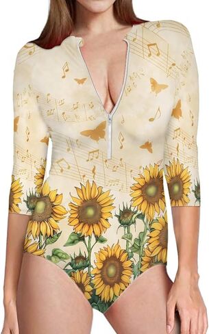 Women's One Piece Swimsuits Rash Guard Short Sleeve Bathing Suits V Neck Zip Front Swimwear in Saudi Arabia