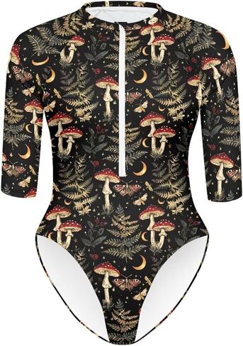 Women's One Piece Swimsuits Rash Guard Short Sleeve Bathing Suits V Neck Zip Front Swimwear in Saudi Arabia