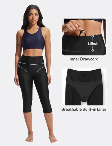 baleaf Women's 18" High Waisted Swim Pants Long Swim Capris UPF50+ Swimsuit with Liner and Pockets in Kuwait