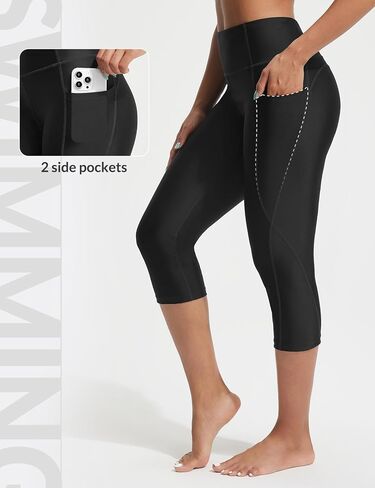 baleaf Women's 18" High Waisted Swim Pants Long Swim Capris UPF50+ Swimsuit with Liner and Pockets in Kuwait
