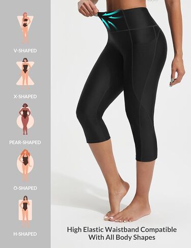 baleaf Women's 18" High Waisted Swim Pants Long Swim Capris UPF50+ Swimsuit with Liner and Pockets in Kuwait