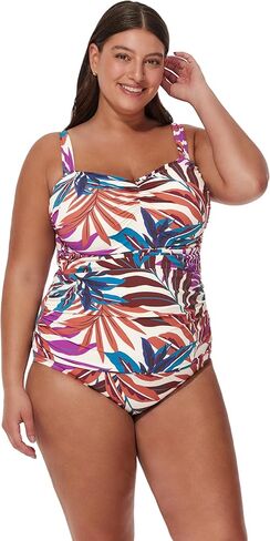 الملف الشخصي من Gottex Plus Size Tankini Top - حمالة صدر داخلية مدمجة، أشرطة قابلة للتعديل، بطانة أمامية، الجزء السفلي يباع بشكل منفصل in Kuwait