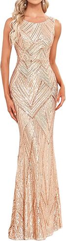 Glitter Formal Dresses Long Evening Gowns Bodycon Mermaid Sparkly Sequin Boat Neck Cocktail Party Dress in Saudi Arabia