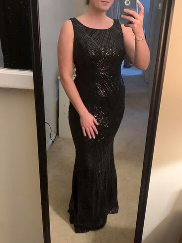 Glitter Formal Dresses Long Evening Gowns Bodycon Mermaid Sparkly Sequin Boat Neck Cocktail Party Dress in Saudi Arabia