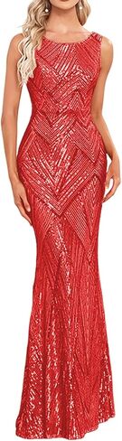 Glitter Formal Dresses Long Evening Gowns Bodycon Mermaid Sparkly Sequin Boat Neck Cocktail Party Dress in Saudi Arabia
