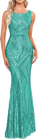 Glitter Formal Dresses Long Evening Gowns Bodycon Mermaid Sparkly Sequin Boat Neck Cocktail Party Dress in Saudi Arabia
