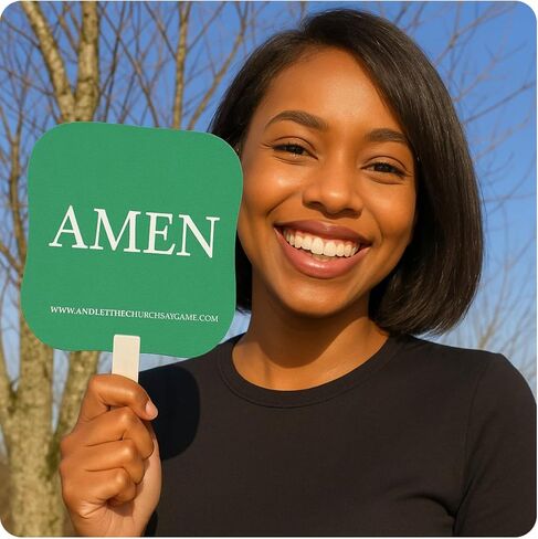 AMEN/I REBUKE THAT Hand Fan Friend Bundle - 2 Double-Sided Church Fans with AMEN & I REBUKE THAT Messages - Church Service, Bible Study, Game Nights, Brunch & Office Fun in Saudi Arabia