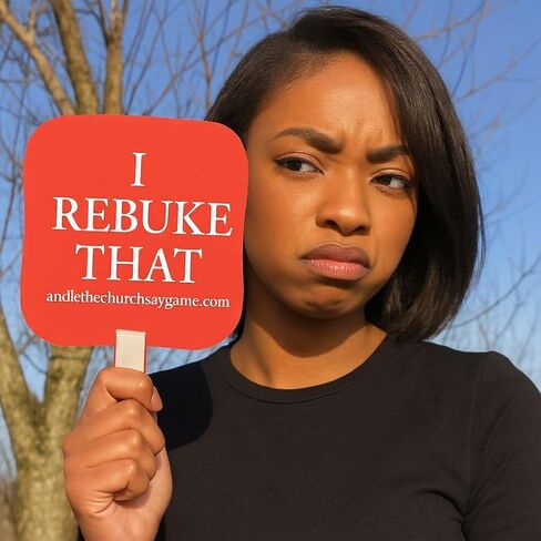 AMEN/I REBUKE THAT Hand Fan Friend Bundle - 2 Double-Sided Church Fans with AMEN & I REBUKE THAT Messages - Church Service, Bible Study, Game Nights, Brunch & Office Fun in Saudi Arabia