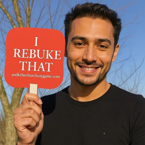 AMEN/I REBUKE THAT Hand Fan Friend Bundle - 2 Double-Sided Church Fans with AMEN & I REBUKE THAT Messages - Church Service, Bible Study, Game Nights, Brunch & Office Fun in Saudi Arabia