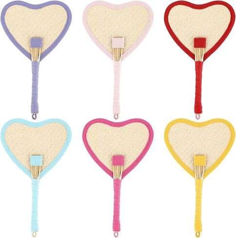 Framendino, 6 Pack Raffia Fans Handmade Palm Leaf Hand Weaving Fan for Summer Cooling Supplies (Round) in Saudi Arabia