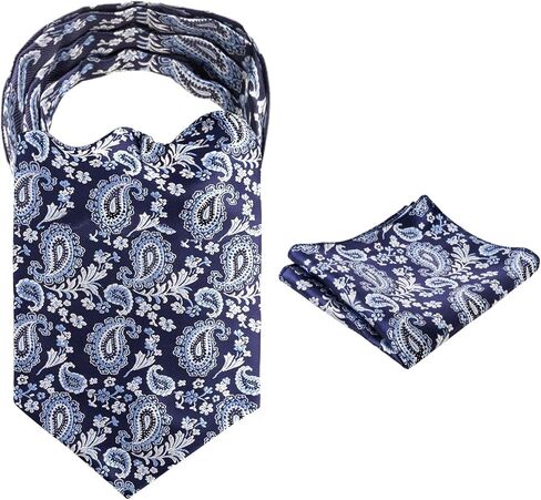 Mens Classic Paisley Cravat with Handmade Flora Pocket Square Set in Saudi Arabia