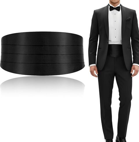 الرجال الصلبة اللون Cummerbund رسمي الساتان قابل للتعديل Cummerbund أسود سهرة Cumberbund قابل للتعديل الساتان الأسود Cumberbund للمناسبات الرسمية وحفلات التخرج الزفاف والمناسبات الخاصة in Kuwait