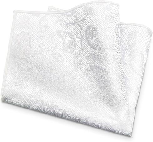 White Printed Pocket Squares for Men, 8.86" Mens Handkerchiefs Pattern Mens Pocket Square for Wedding Party Work in Saudi Arabia