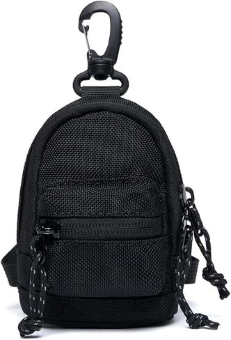 Black Mesh Coin Pouch for Men - Hanging Chest/Strap Waist Pack with Zipper & Hook Clip | Portable Multi-Function Mini Organizer Bag for Wallet Keys Accessories (5.51x3.15x1.57in)​ in Saudi Arabia