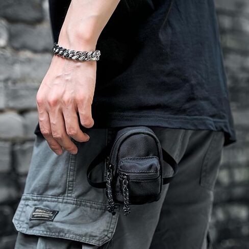 Black Mesh Coin Pouch for Men - Hanging Chest/Strap Waist Pack with Zipper & Hook Clip | Portable Multi-Function Mini Organizer Bag for Wallet Keys Accessories (5.51x3.15x1.57in)​ in Saudi Arabia