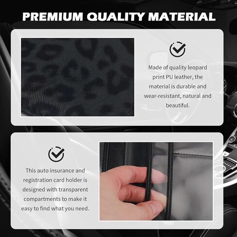 حامل تسجيل السيارة والتأمين بتصميم مغناطيسي، حامل بطاقات التسجيل والتأمين بطبعة الفهد يناسب بطاقات الهوية ورخصة القيادة، وحاملات مستندات السيارة المصنوعة من جلد البولي يوريثان in Kuwait