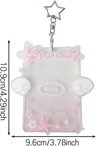 2 Pieces Star Wing-Shaped Photocard Holder Keychain - Clear Acrylic Protective Sleeve for ID, Bus, Student Card in Saudi Arabia