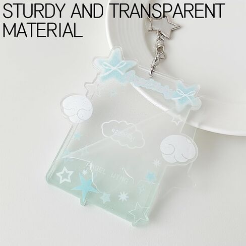2 Pieces Star Wing-Shaped Photocard Holder Keychain - Clear Acrylic Protective Sleeve for ID, Bus, Student Card in Saudi Arabia