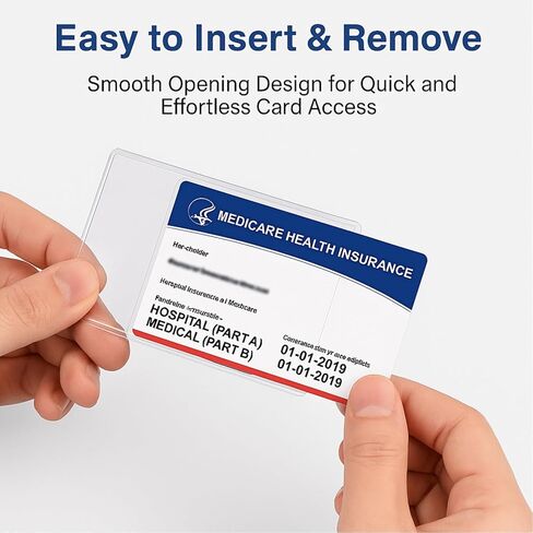 12 Mil PVC Medicare Card Protector Sleeve, 10 Pack Social Security Card Protector Clear Card Sleeves, Plastic Card Holder Perfect Fit Credit Card Sleeves ID Protector for Wallet in Saudi Arabia