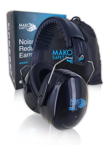 MAKO Safety Adjustable Headband Earmuffs, 1 Pair, Unisex, One Size Fits Most, Black, MKM26 in Kuwait