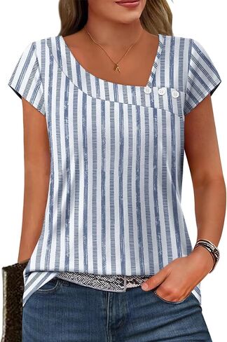 SAMPEEL Summer Tops for Women 2026 Trendy Cap Short Sleeve Shirts Dressy Casual Business Outfits Blouses Square Neck in Saudi Arabia