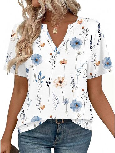 Zeagoo Womens Tops Short Sleeve V Neck Tee Shirts Cute Dressy Casual Clothing Business Work Blouse in Kuwait