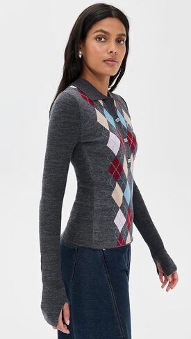 Ganni Women's Fine Merino Jacquard Polo in Saudi Arabia