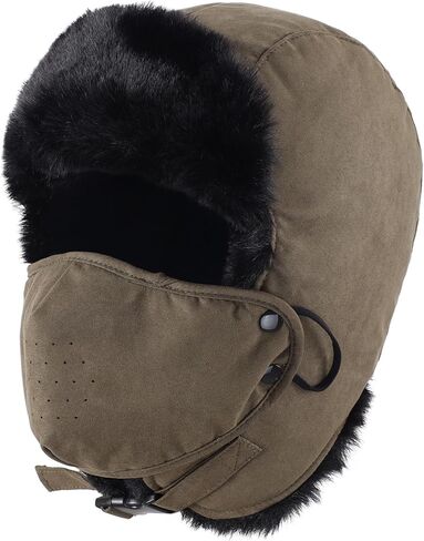Connectyle Aviator Trapper Hat for Men Women Faux Fur Warm Winter Hat with Ear Flaps Faux Suede Ushanka Cold Weather Hats in Saudi Arabia