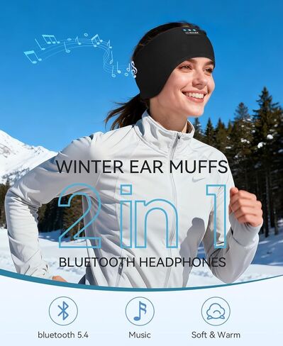 LC-dolida 2-Pack Sleep Headphones Ear Warmer Headband Bluetooth 5.4, Ear Warmers Muffs Cold Weather Winter Headband Ear Covers for Gift Workout Ski Running Cycling in Saudi Arabia