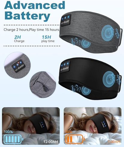 LC-dolida 2-Pack Sleep Headphones Ear Warmer Headband Bluetooth 5.4, Ear Warmers Muffs Cold Weather Winter Headband Ear Covers for Gift Workout Ski Running Cycling in Saudi Arabia