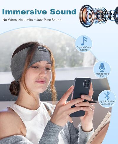 LC-dolida 2-Pack Sleep Headphones Ear Warmer Headband Bluetooth 5.4, Ear Warmers Muffs Cold Weather Winter Headband Ear Covers for Gift Workout Ski Running Cycling in Saudi Arabia