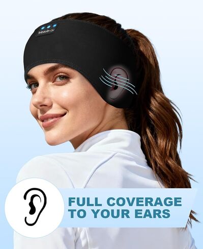 LC-dolida 2-Pack Sleep Headphones Ear Warmer Headband Bluetooth 5.4, Ear Warmers Muffs Cold Weather Winter Headband Ear Covers for Gift Workout Ski Running Cycling in Saudi Arabia