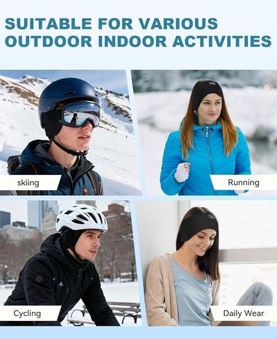 LC-dolida 2-Pack Sleep Headphones Ear Warmer Headband Bluetooth 5.4, Ear Warmers Muffs Cold Weather Winter Headband Ear Covers for Gift Workout Ski Running Cycling in Saudi Arabia
