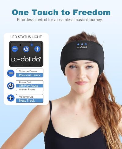 LC-dolida 2-Pack Sleep Headphones Ear Warmer Headband Bluetooth 5.4, Ear Warmers Muffs Cold Weather Winter Headband Ear Covers for Gift Workout Ski Running Cycling in Saudi Arabia