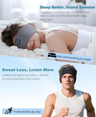 LC-dolida 2-Pack Sleep Headphones Ear Warmer Headband Bluetooth 5.4, Ear Warmers Muffs Cold Weather Winter Headband Ear Covers for Gift Workout Ski Running Cycling in Saudi Arabia