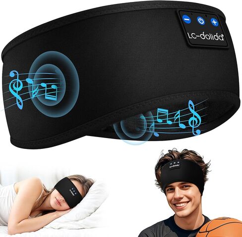 LC-dolida 2-Pack Sleep Headphones Ear Warmer Headband Bluetooth 5.4, Ear Warmers Muffs Cold Weather Winter Headband Ear Covers for Gift Workout Ski Running Cycling in Saudi Arabia