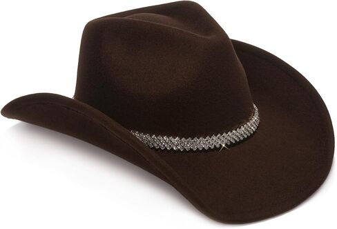 Faux Suede Felt Western Cowboy Hat for Women or Men, Wide Brim, Rivet Strap in Saudi Arabia