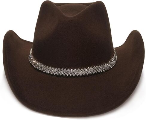 Faux Suede Felt Western Cowboy Hat for Women or Men, Wide Brim, Rivet Strap in Saudi Arabia